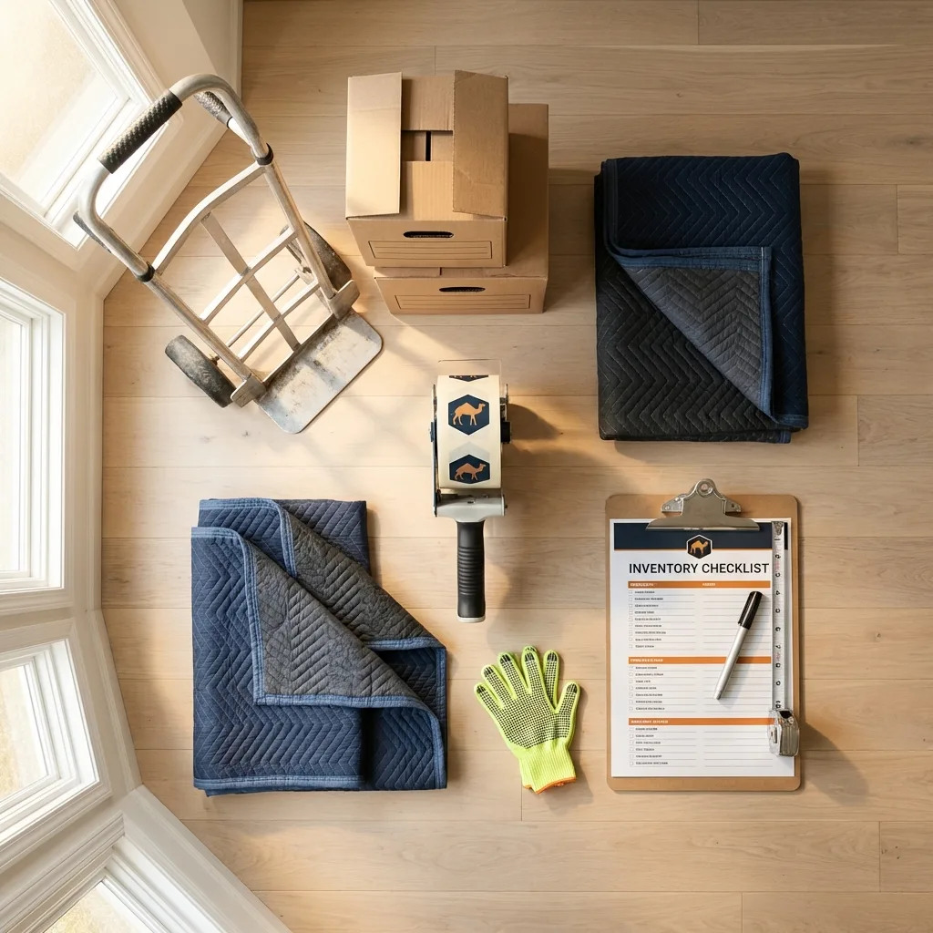 Professional moving supplies and packing materials layout for New Holstein residential relocations